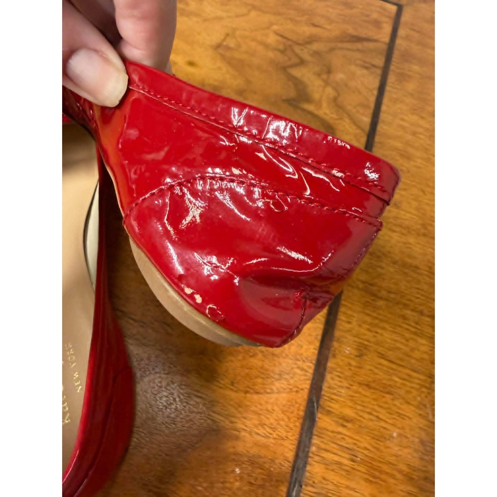 Kate Spade Womens Size 7M Red Patent Leather Bow Ballet Flats  Round Toe Slip On - Picture 8 of 9